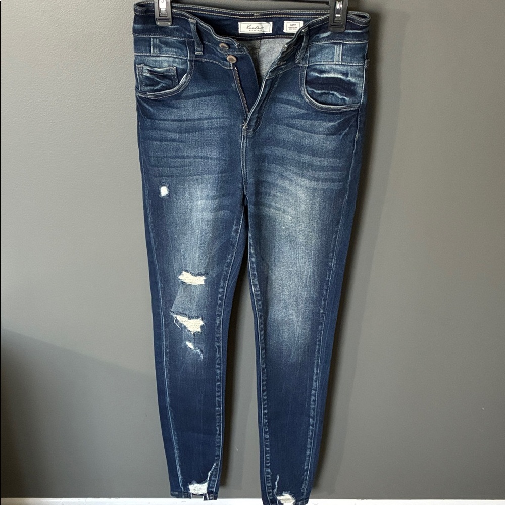 KanCan Women's Dark Blue Skinny Jeans ultra high rise long length size 27